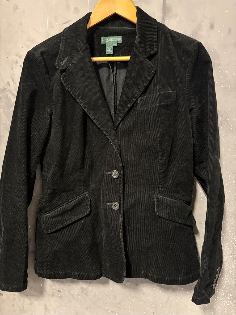 Vintage Ralph Lauren Black Corduroy Tailored Blazer Y2K Whimsigoth 90’s